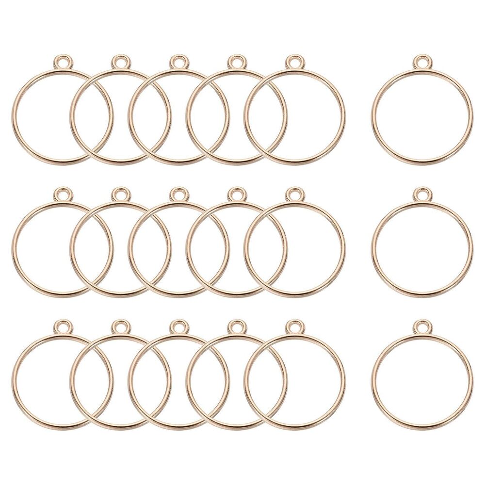 2928 36 Pcs Open Bezel, Round Resin Bezels Pendants Open Back Bezels Metal